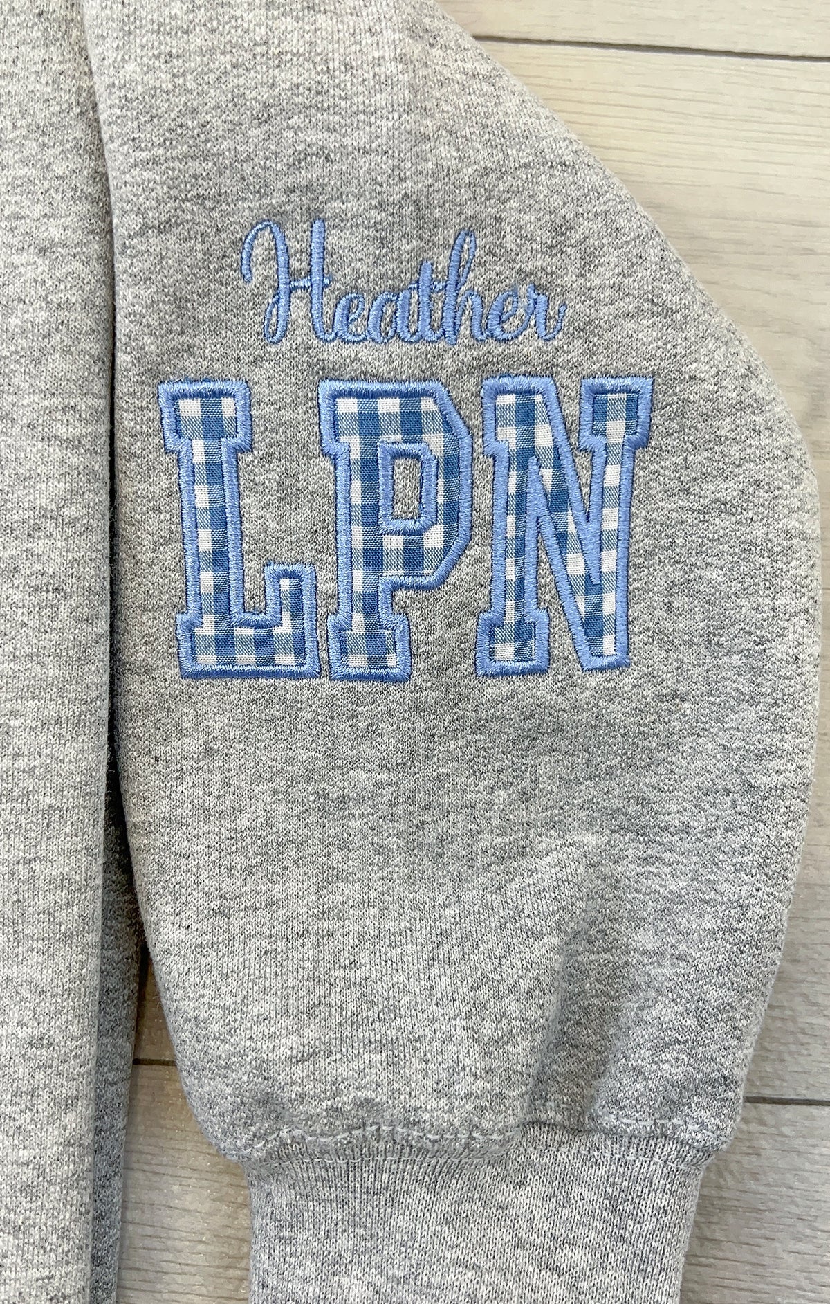 Nurse Gingham Embroidered Sweatshirt