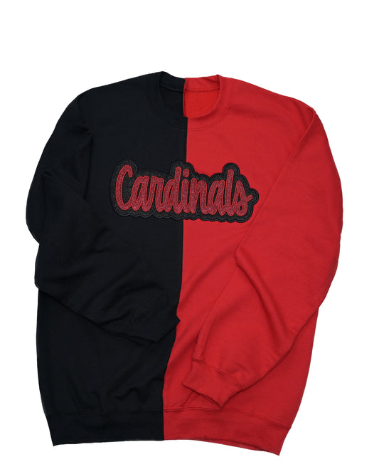 Cardinals Two Tone Double Glitter Embroidered Sweatshirt
