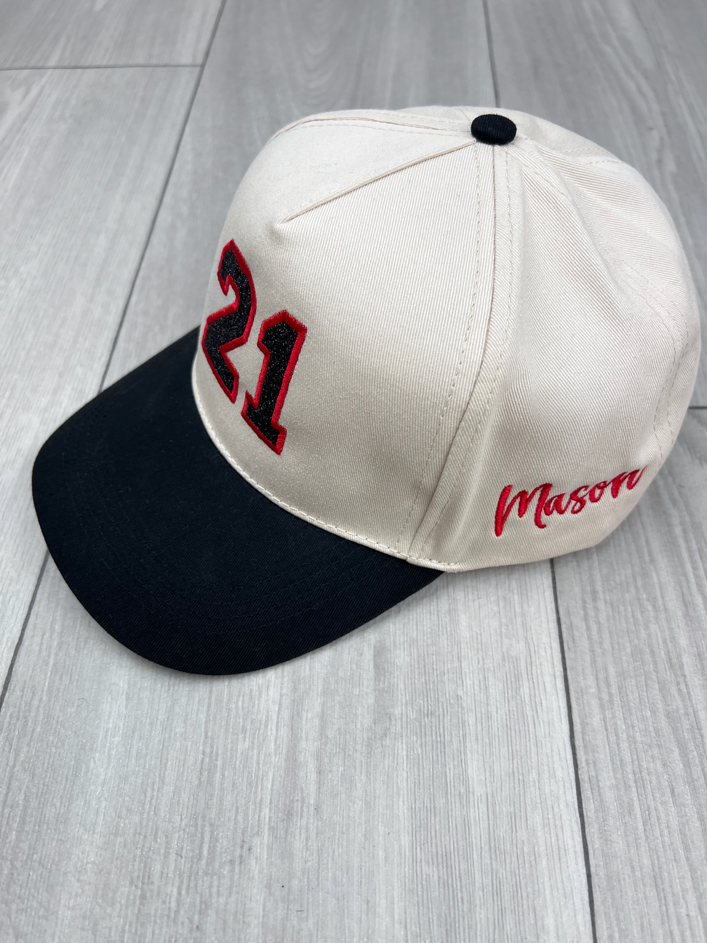 Custom Glitter Sports Number Embroidered Hat