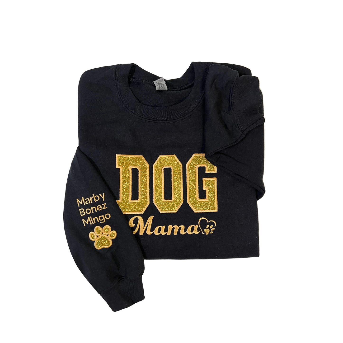 Dog Mama Glitter Embroidered Applique Sweatshirt