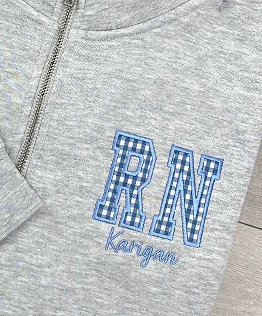 Gingham Healthcare Quarter Zip