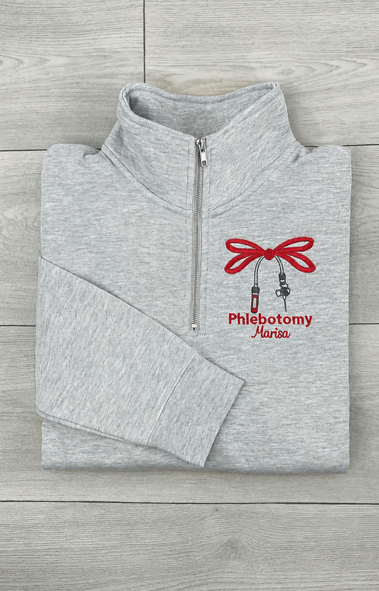 Phlebotomy Coquette Bow Quarter Zip