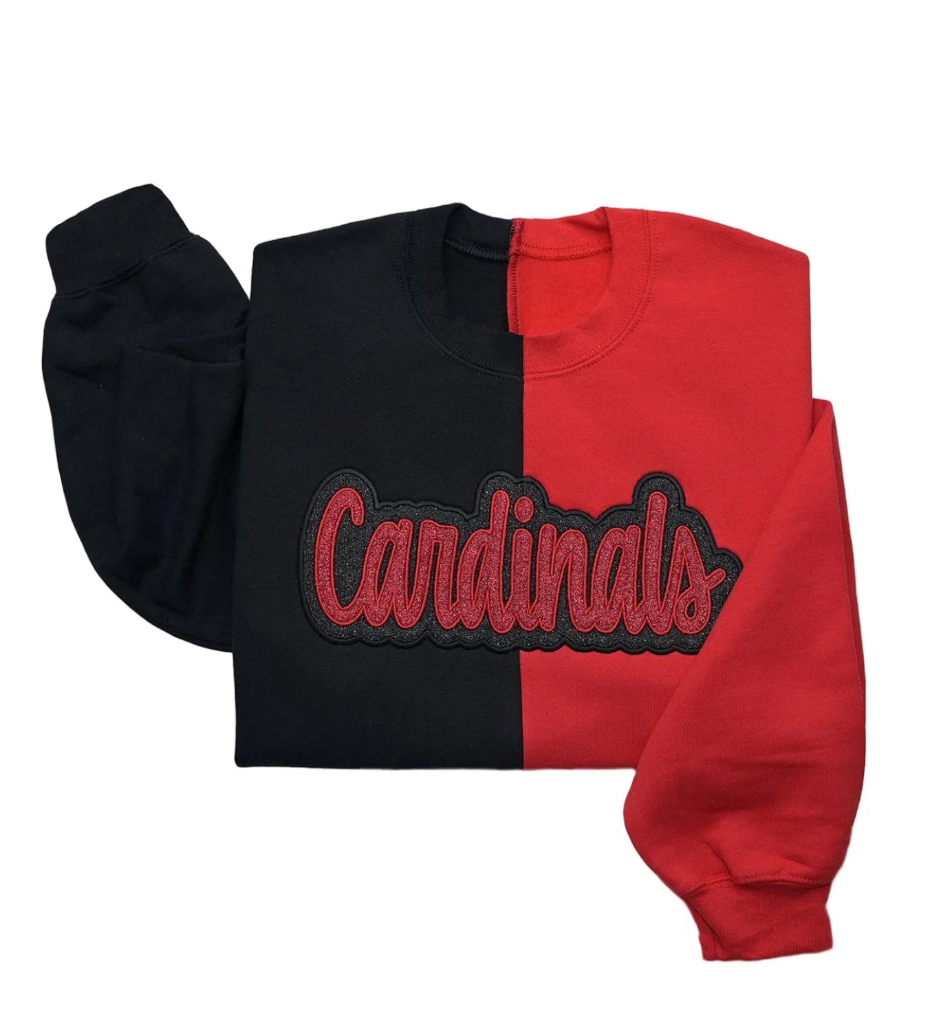 Cardinals Two Tone Double Glitter Embroidered Sweatshirt