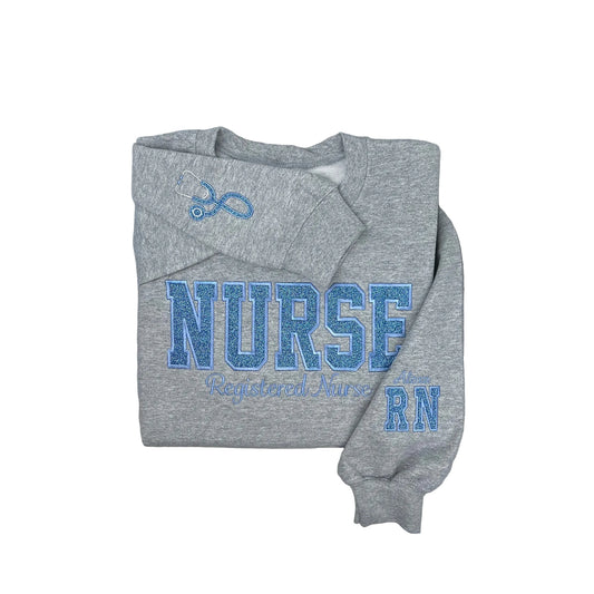 Nurse Glitter Embroidered Sweatshirt