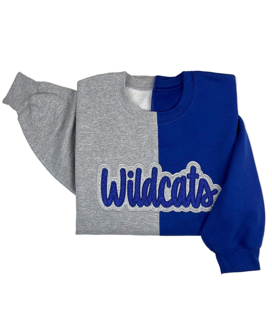Wildcats Two Tone Double Glitter Embroidered Sweatshirt