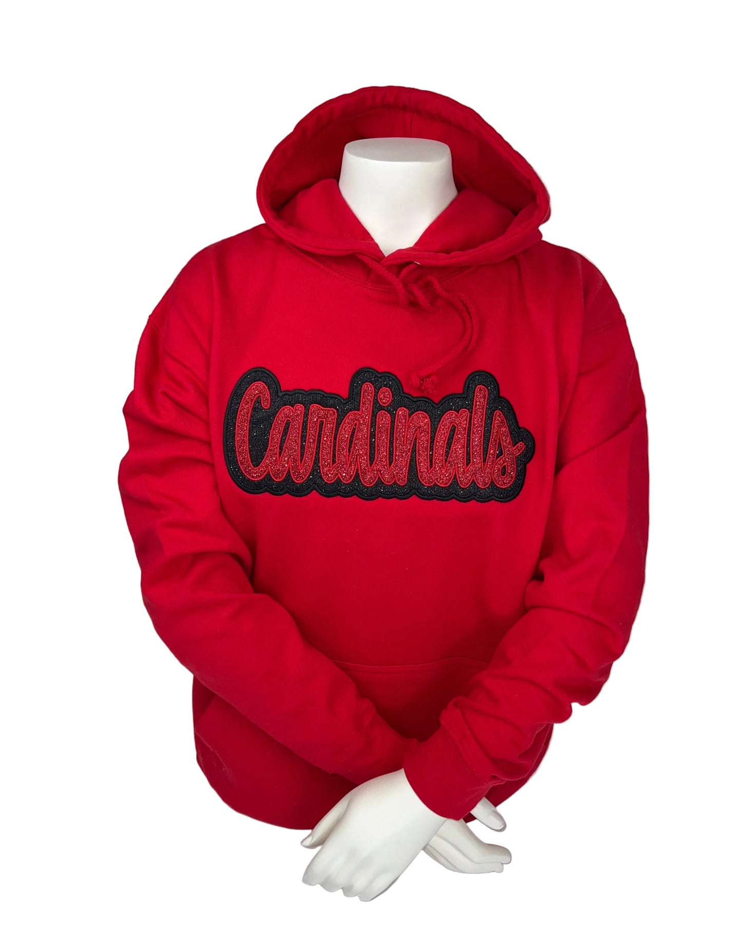 Cardinals Double Glitter Embroidered Hoodie