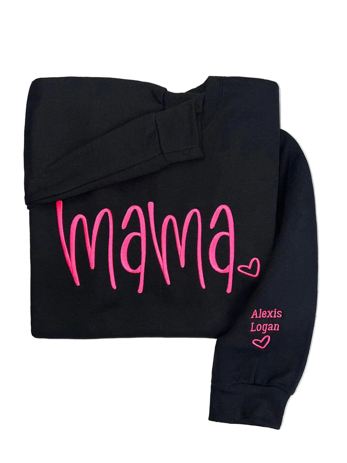 Handwritten Mama Heart Embroidered Sweatshirt
