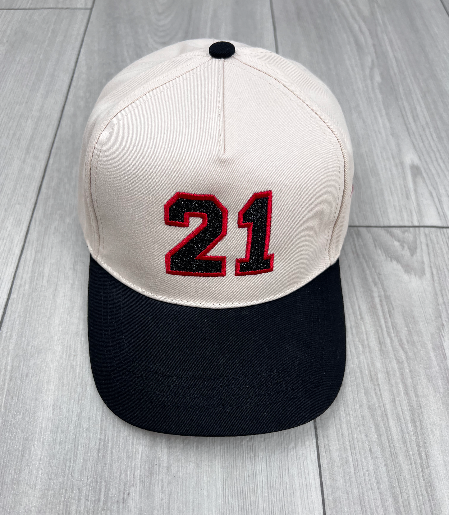 Custom Glitter Sports Number Embroidered Hat