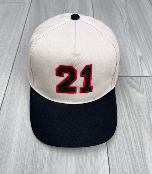 Custom Glitter Sports Number Embroidered Hat