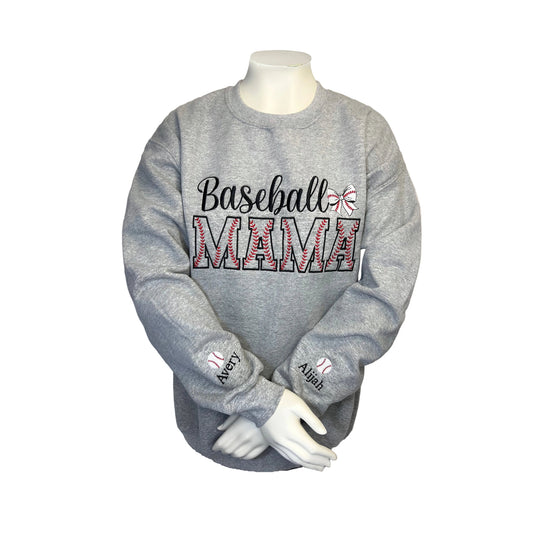 Coquette Baseball Mama Embroidered Sweatshirt
