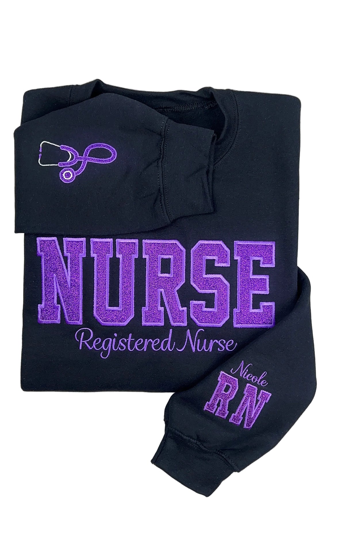Nurse Glitter Embroidered Sweatshirt