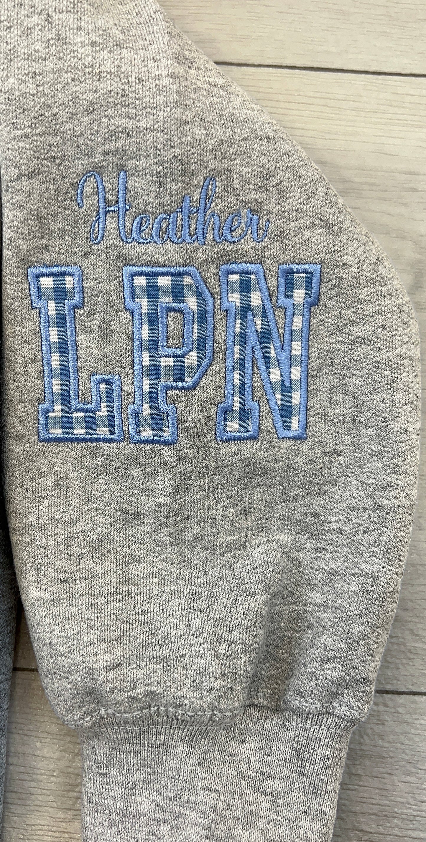 Nurse Gingham Embroidered Sweatshirt