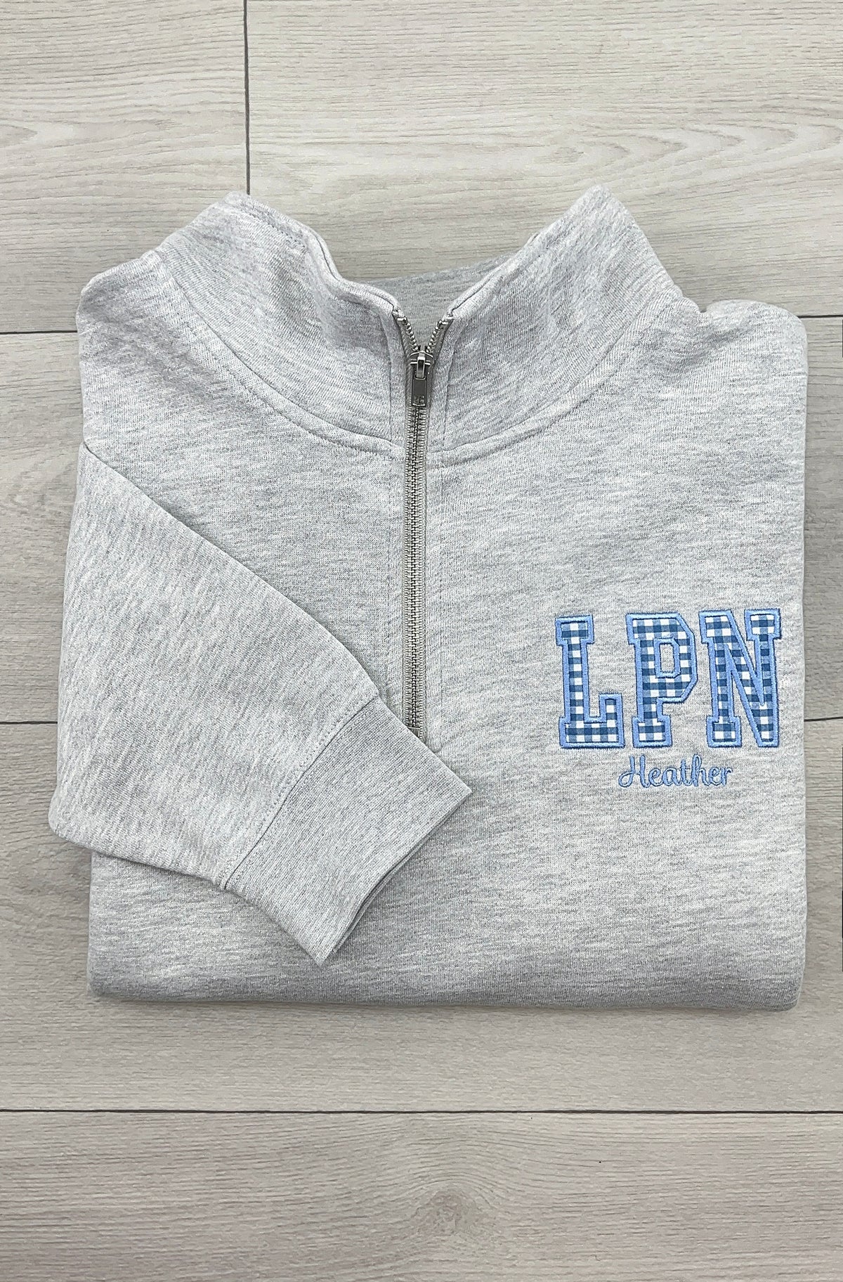 Gingham Healthcare Quarter Zip